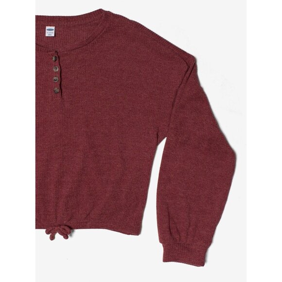 Old Navy Girls XL 14/16 Maroon Cozy Soft Henley Shirt Long Sleeve Top - Picture 3 of 4